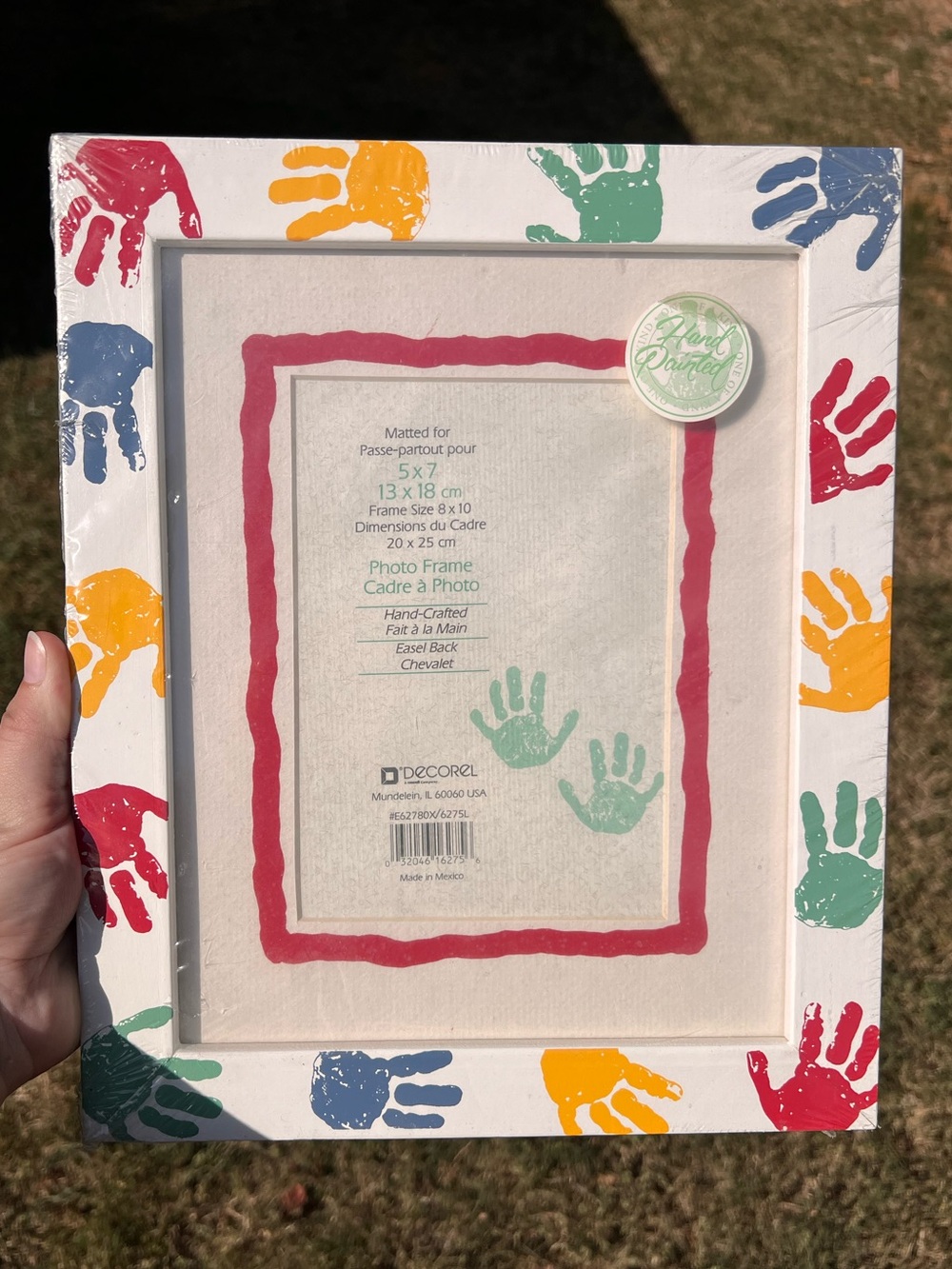 Decorel Vintage 90s New Old Stock Hand-Painted Handprint Photo Frame